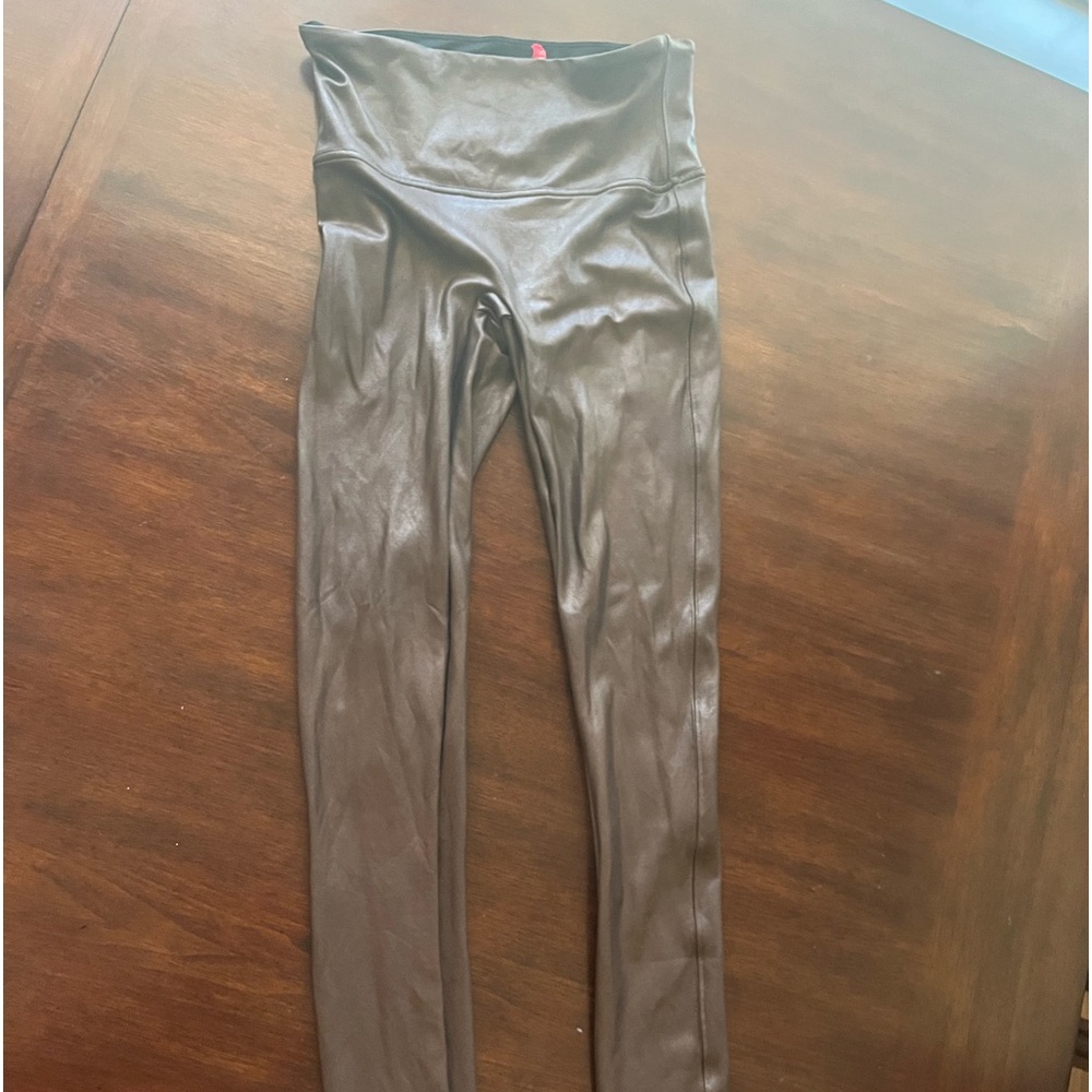 Spanx bronze faux leather leggings